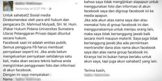 Status Gambar Facebook. Larangan copas status dan ambil foto di Facebook, ternyata hoax