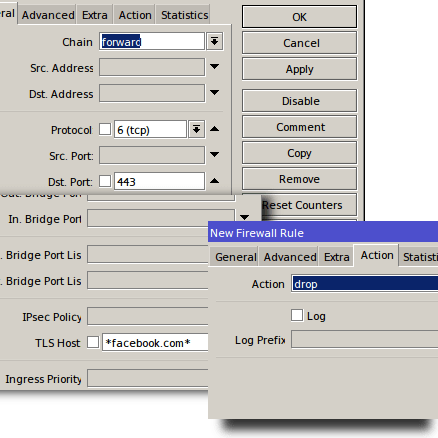 Cara Blokir Facebook Dan Youtube Di Mikrotik. Mikrotik.ID : Filtering HTTPS dengan matcher 'TLS-HOST'