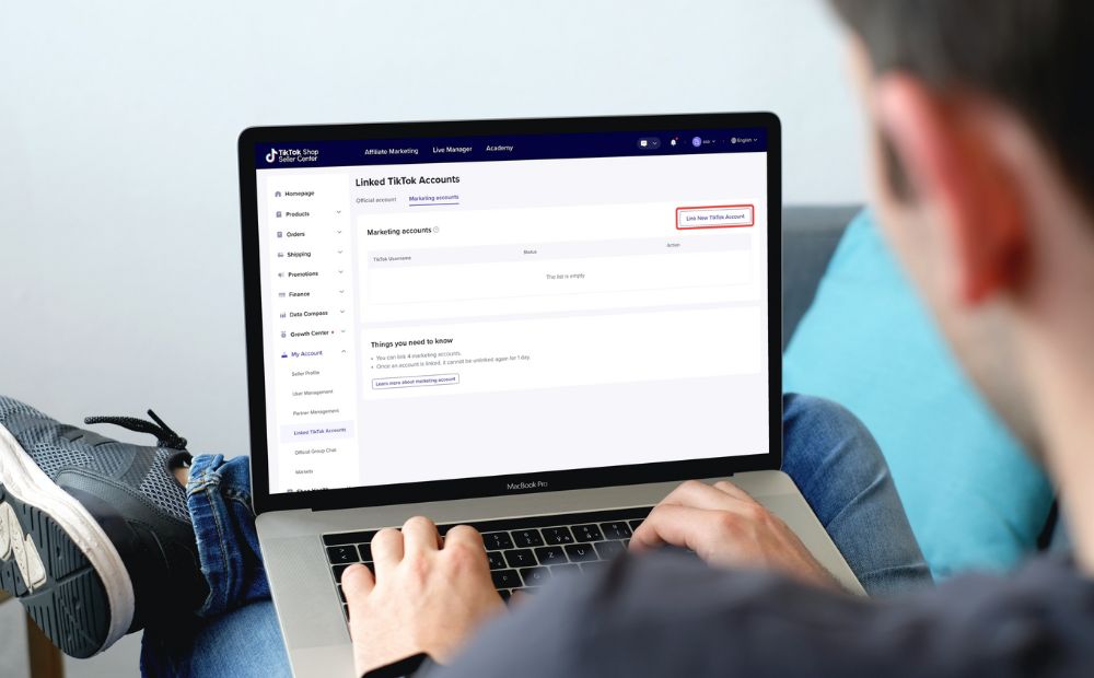 Cara Tambah Akun Tiktok. Cara Menghubungkan Akun Pemasaran di TikTok Shop