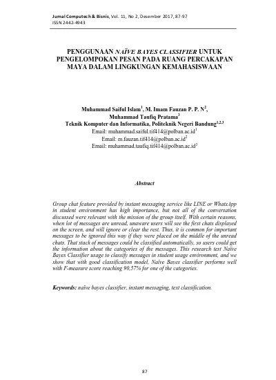 Cara Menghapus Status Twitter. Penggunaan Naïve Bayes Classifier Untuk Pengelompokan Pesan