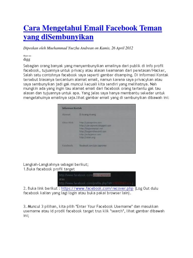 Cara Mengetahui Email Facebook Seseorang Yang Disembunyikan. Cara Mengetahui Email Facebook Teman Yang DiSembunyikan