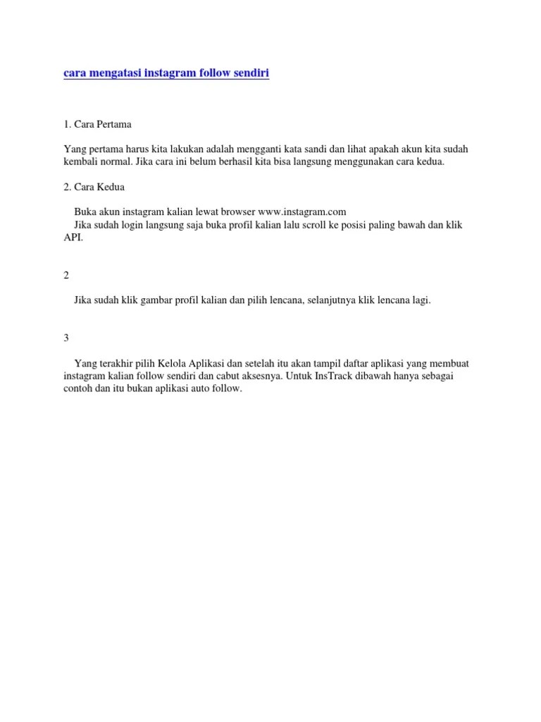 Cara Mengatasi Instagram Follow Sendiri. Cara Mengatasi Instagram Follow Sendiri - HTML