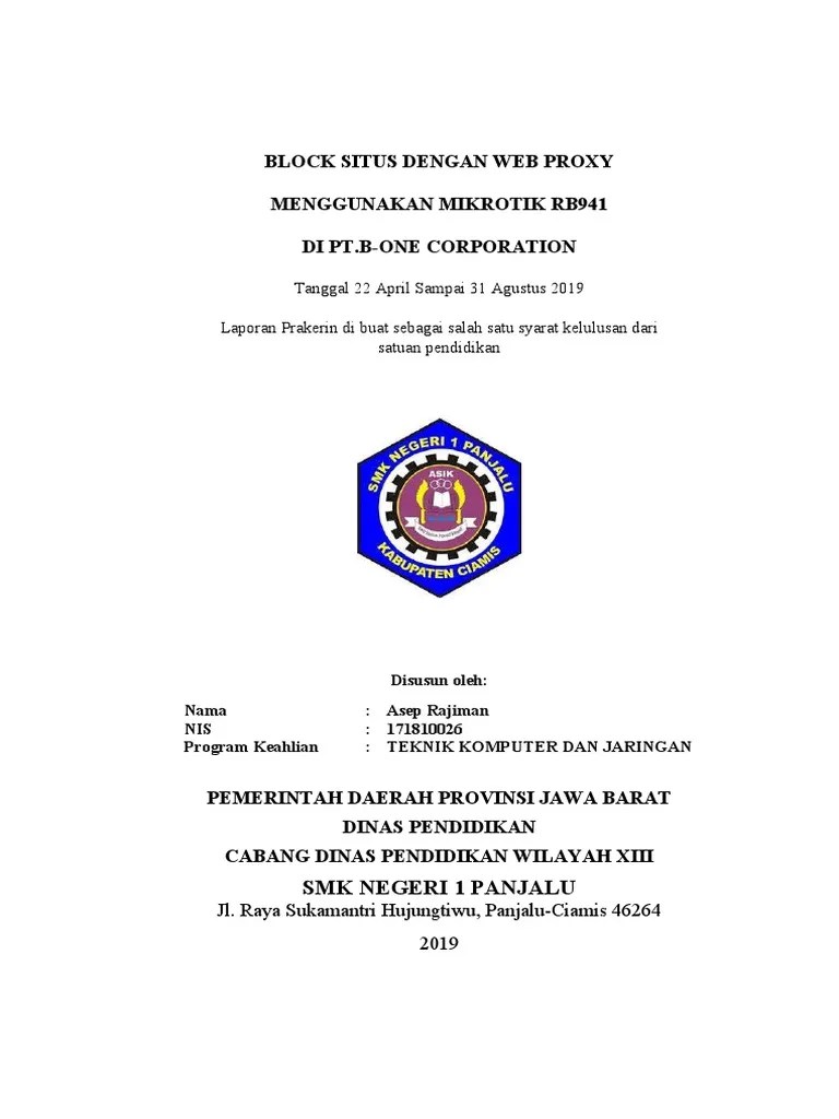 Blokir Facebook Di Mikrotik Dengan Web Proxy. Contoh Laporan Prakerin SMKN 1 Panjalu