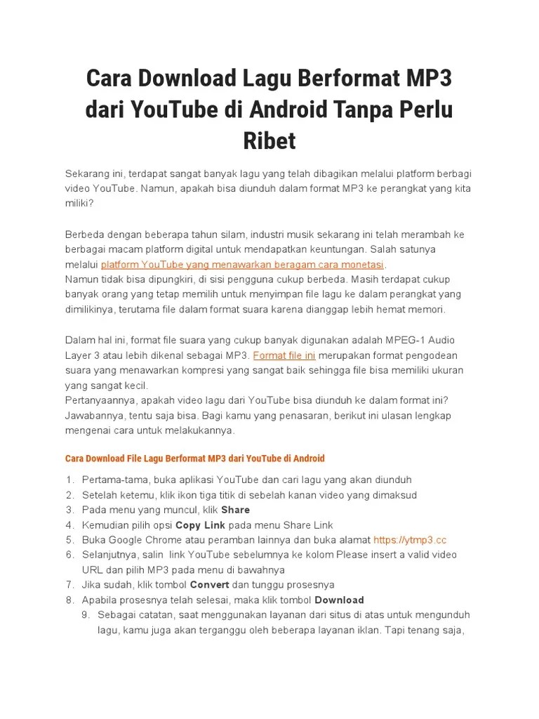 Cara Download Video Youtube Jadi Mp3 Di Android. Cara Download Lagu Berformat MP3 Dari YouTube Di Android