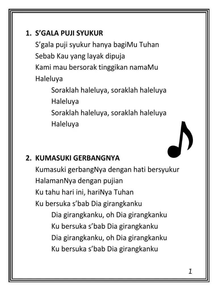 Font Lirik Lagu. Kumpulan Lagu Ibadah Pemuda Remaja - FONT BESAR