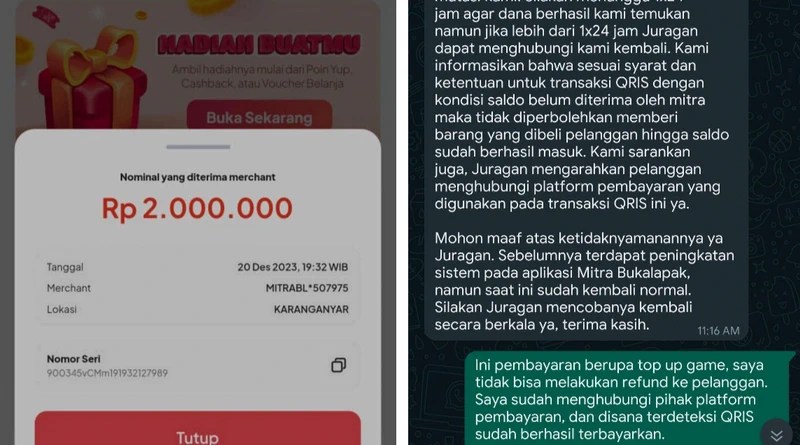 Bukti Transaksi Bukalapak. Transaksi QRIS Tidak Masuk ke Saldo, Penanganan Buruk dari