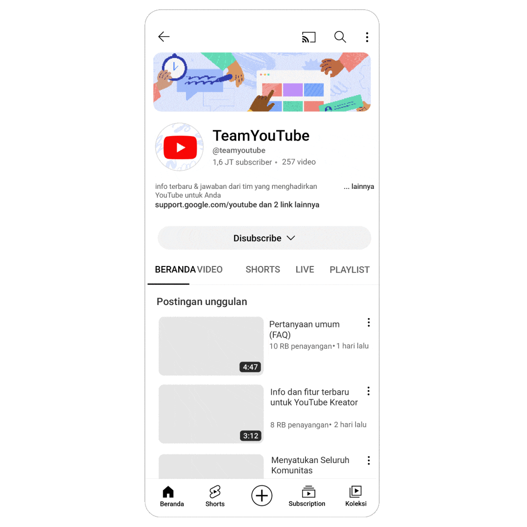 Aplikasi Banner Youtube. Mengelola info dasar channel YouTube Anda
