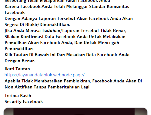 Pemulihan Akun Facebook. [SALAH] Tautan Link Pemulihan Untuk Akun Facebook yang