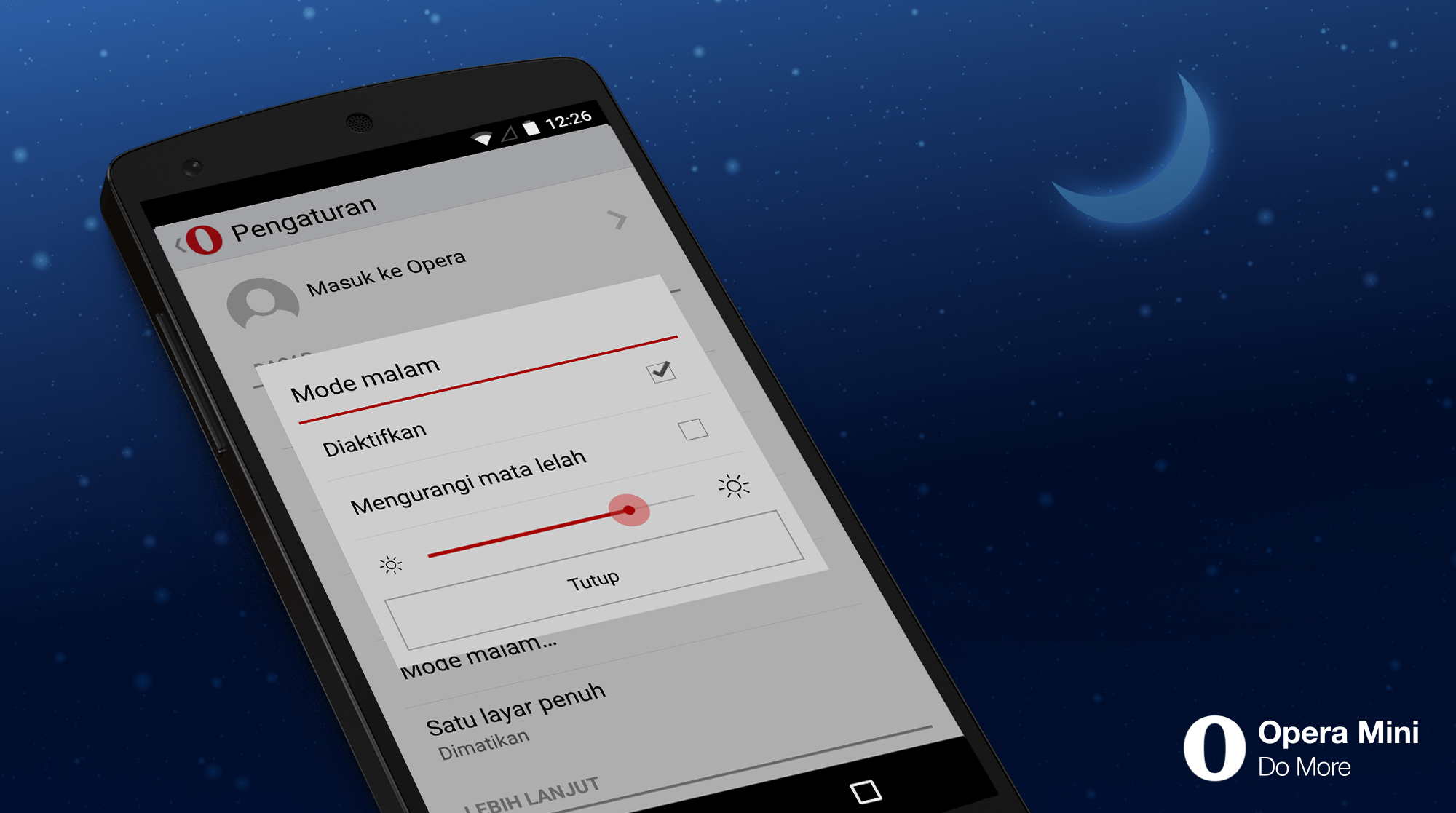 Facebook Opera Mini Versi Lama. Browsing malam hari? Opera Mini memiliki night mode yang tepat