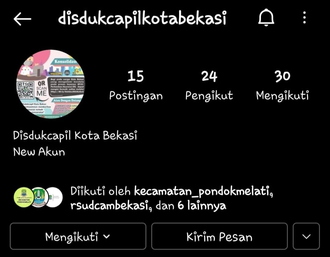 Akun Baru Instagram. disdukcapil kota bekasi miliki akun instagram baru masyarakat agar