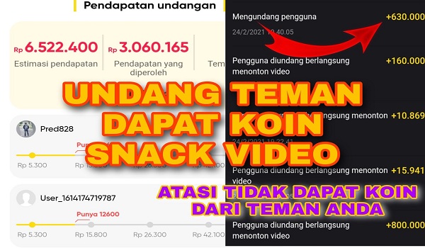Cara Mengatasi Undangan Snack Video Tidak Memenuhi Syarat. Cara Mengatasi Koin Snack Video Tidak Masuk Saat Undang Teman